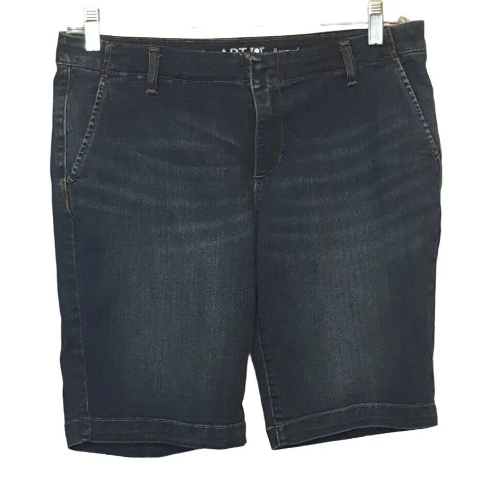 Apartment 9 Women's Denim Bermuda Shorts Whiskered Size 32 Dark‎ Wash